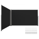 Retractable Side Awning 236" x 63",Double Retractable Patio Screen Waterproof, Retractable Room Divider Black for Privacy, Garden, Outdoor, Patio and Terrace